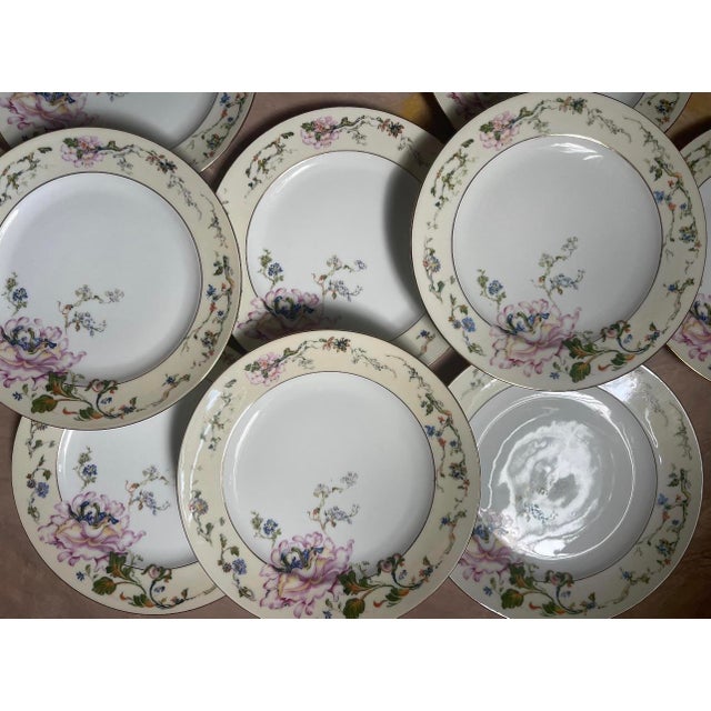 Ceramic Vintage Mid-Century Modern Epiag Floral Salad Plates 8.5” - Set of 11 For Sale - Image 7 of 10