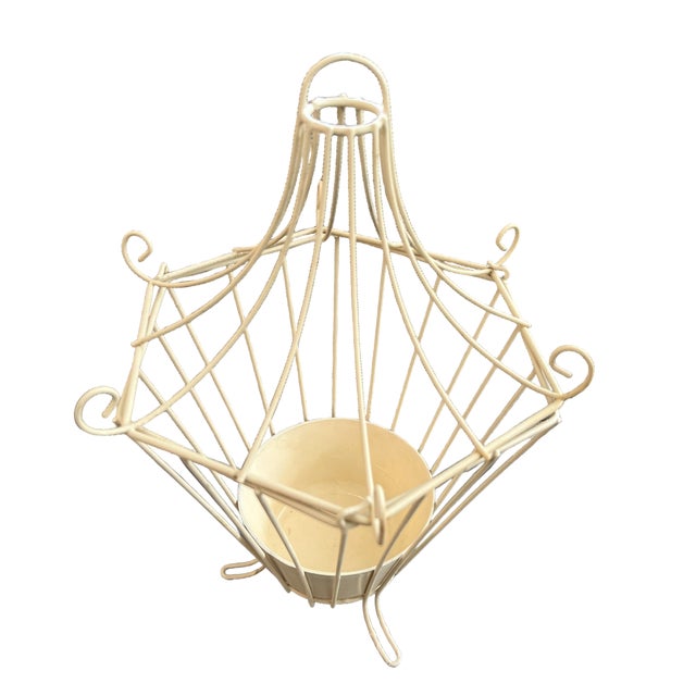Dorothy Draper 1950s Wire Creamy White Pagoda Tabletop Planter or Lantern For Sale - Image 4 of 8