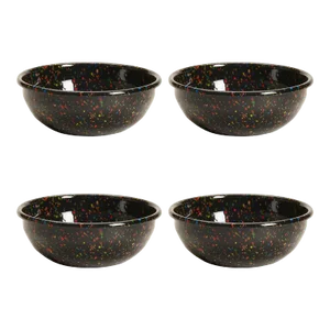 Crow Canyon Home Enamelware, Rainbow Falls 24 oz. Cereal Bowls in Black - Set of 4