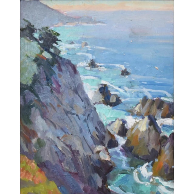 Silvio Silvestri, Listed Artist Rocky Ocean Waves Seascape Landscape Oil Painting Including the Antiqued Gold Frame For Sale - Image 4 of 10