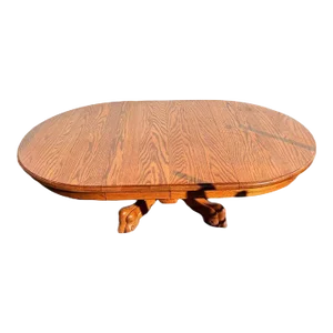 Vintage Chippendale Style Solid Oak Coffee Table With 2 Leaves by Bent Rims Co.