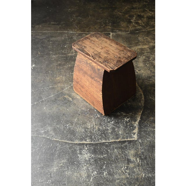 Japanese Antique Japanese Wooden Stool / Early 20th Century / Wabi-Sabi Step Stool For Sale - Image 3 of 17