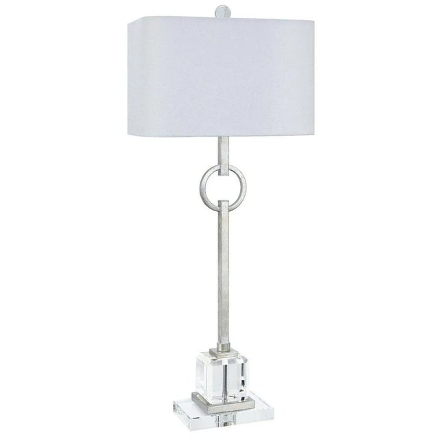 Silver Kenneth Ludwig Chicago Silver Leaf Ring Table Lamp For Sale - Image 8 of 8