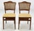 Unusual and rare set of Regency style folding dining chairs in mahogany and cane, with dark ivory leather seats and...