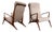 Sculptural Pair of Brazilian Modernist Armchairs in Hardwood & Boucle by John Graz, Brazil, 1950s For Sale