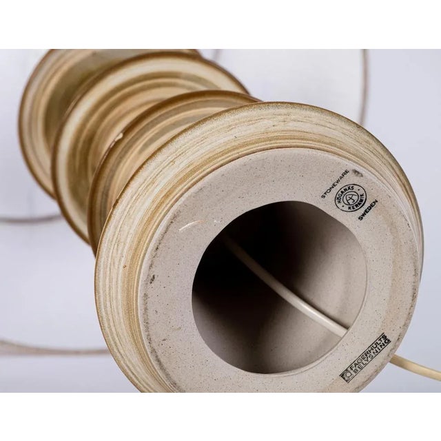 Beige Ceramic Table Lamp attributed to Höganäs, Sweden, 1950s For Sale - Image 8 of 9