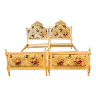Floral English Country Beds, a Pair For Sale