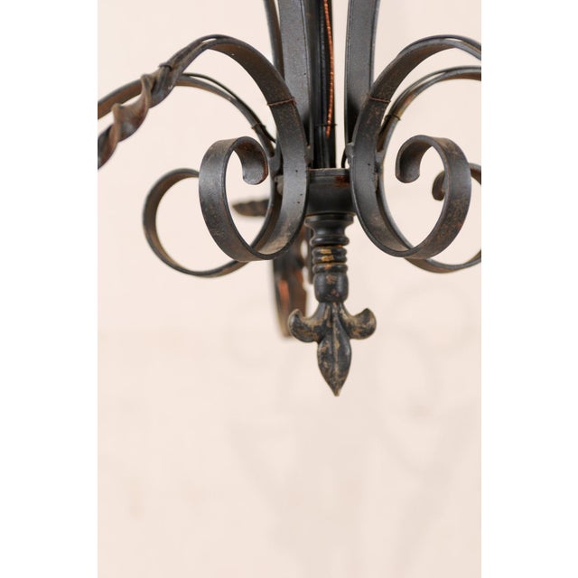 Vintage French 5-Light Iron Chandelier For Sale In Atlanta - Image 6 of 6