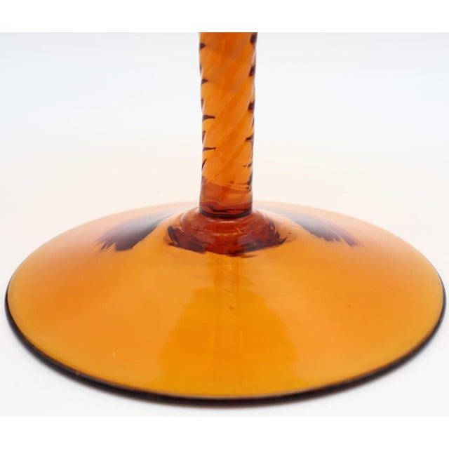 1960s Mid-Century Modern Amber Glass Compote with Twisted Stem by Empoli, 1960s For Sale - Image 5 of 6