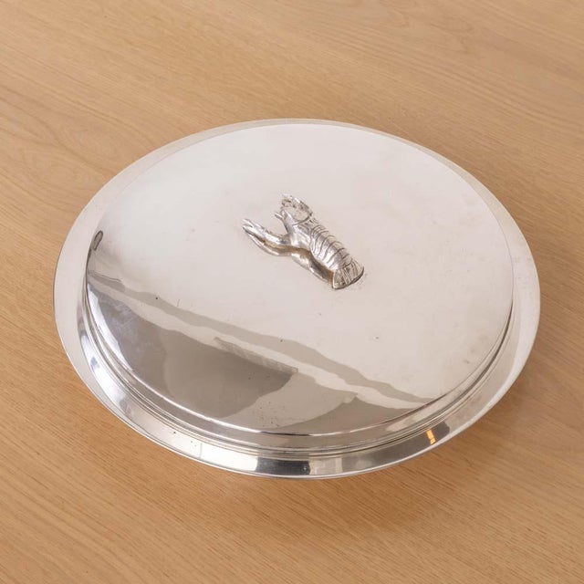 1940s Alpaca Silver Lobster Serving Tray With Lid, Spain For Sale - Image 12 of 15
