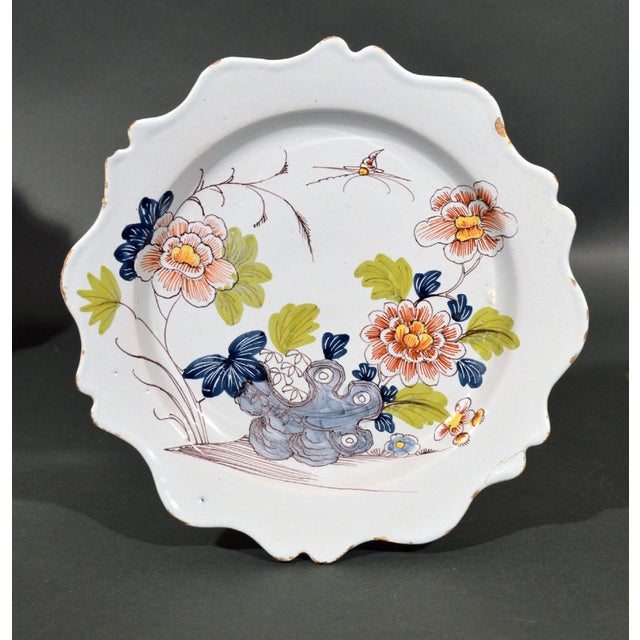 Bristol Delftware Polychrome Chinoiserie Scalloped Plates, Set of Six For Sale - Image 17 of 17
