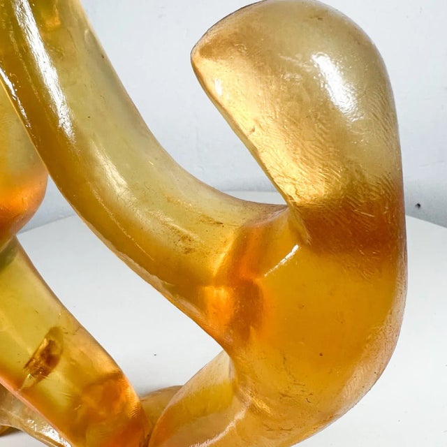 1970s Sculptural Design Modern Amber Single Candle Holder Signed For Sale In San Diego - Image 6 of 10