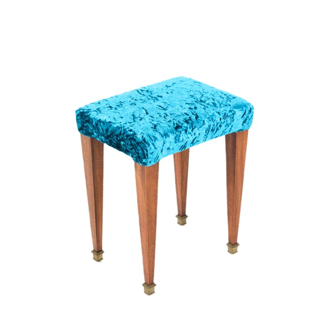 French Art Deco Walnut Stool, 1930s For Sale