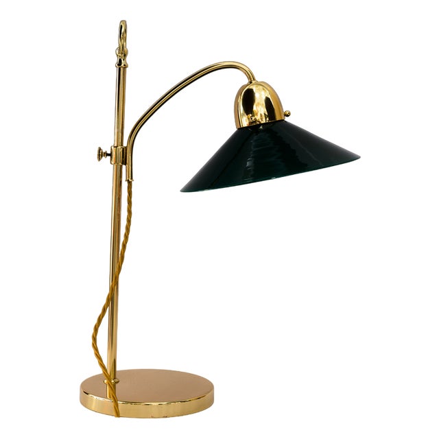 Art Deco Hight Adjustable Condor Table Lamp with Original Glass Shade, 1920s For Sale