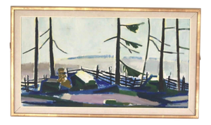 Kåge Liefwendal, Winter Day in the Garden, 1960s, Oil on Panel, Framed