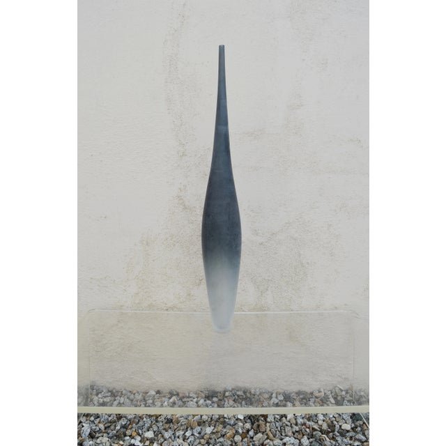 Abstract 1950s Vintage Murano Venice Italy Handmade Blown Glass Long Neck Vase For Sale - Image 3 of 13