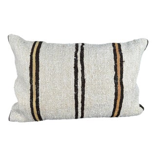 Turkish Hemp Pillow Cushion Natural Beige Brown Pillow Cushion Cover 16" x 24" For Sale