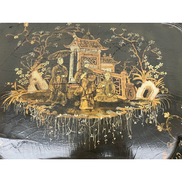 Black Antique Chinoisere Tray Table For Sale - Image 8 of 9