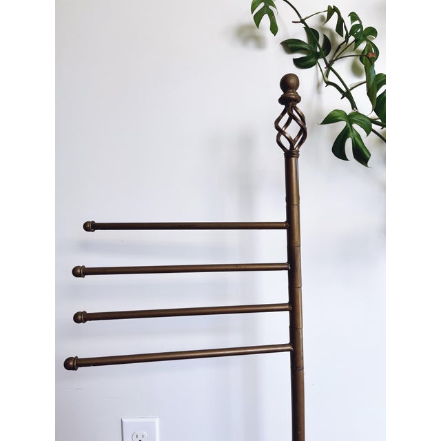 Hollywood Regency Vintage Bronze Painted Iron Towel Rack For Sale - Image 3 of 5