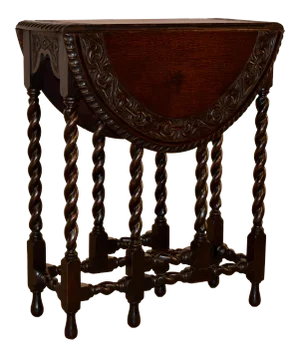 19th C. English Oak Carved Gate Leg Table