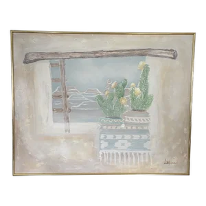 Organic Modern Lee Reynolds Painting South Western Art Cactus Landscape