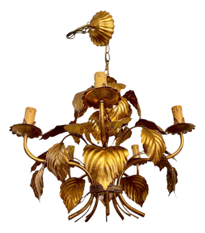 Gilt Floral 5-Light Chandelier by Hans Kögl, 1970s