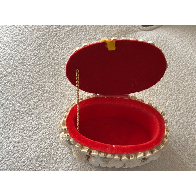 Textile Vintage Palm Beach Style Oval Encrusted Shell Box For Sale - Image 7 of 16