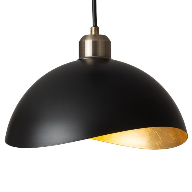 1970s Luna Bella Pendant Light Small - Matte Black, Weathered Brass For Sale In Los Angeles - Image 6 of 10