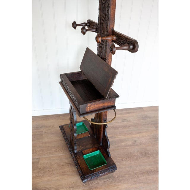 Arts & Crafts Carved Oak Hall Stand, 1870 For Sale - Image 16 of 18