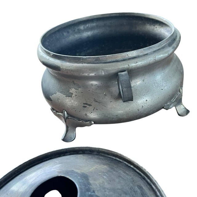 Antique Pewter Spittoon Funnel Lid 7” Saloon Tobacco Cuspidor For Sale - Image 11 of 11