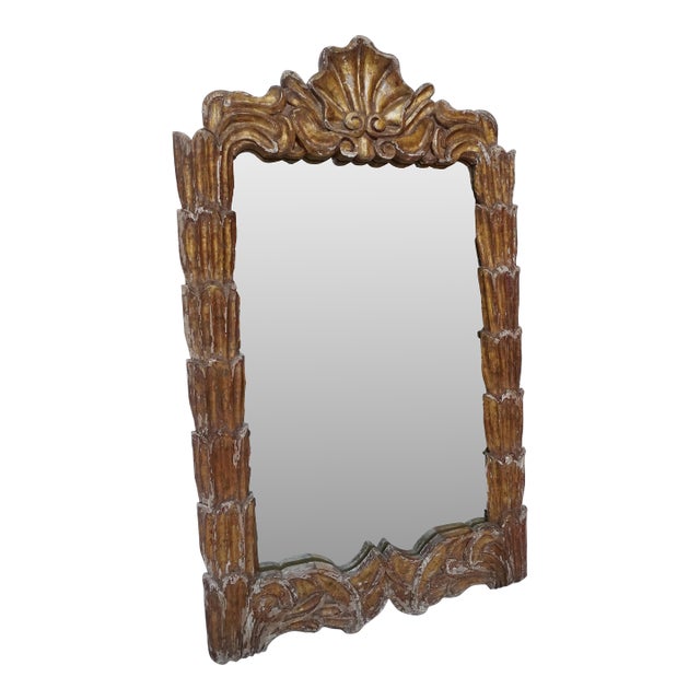 Early 20th Century Gold Leaf Mirror With Shell Motif For Sale
