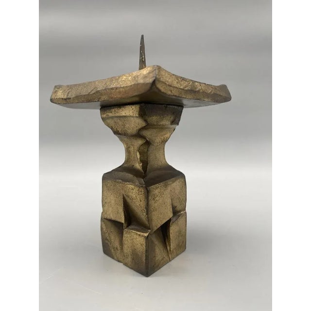 Brutalism Candle Stand in Bronze from Weiland Basel, 1960s For Sale - Image 4 of 9