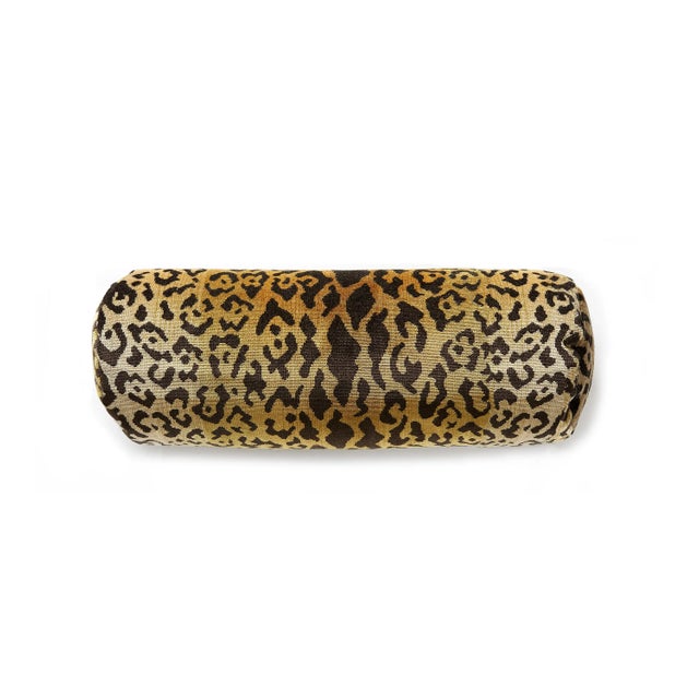 Contemporary The House of Scalamandré Leopardo Bolster Pillow, Ivory, Gold & Black For Sale - Image 3 of 3