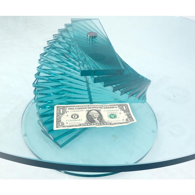 Stacked Glass Fan Shape Base Round Coffee Table Italian Post Modern Mid Century For Sale - Image 12 of 13