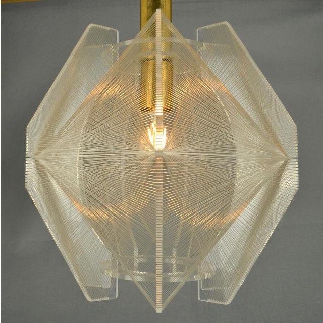 Pendant Lamp in Acrylic Glass, Wire and Brass, 1970s For Sale - Image 11 of 18