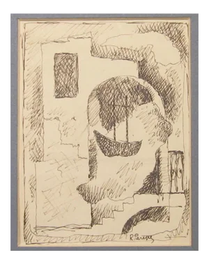 Study for the Painting ''Paesaggio Marino'' - Ink Drawing by Renato Paresce 1930