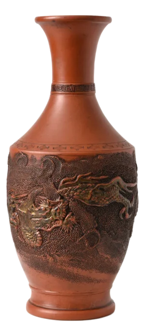 Japanese Red Clay Dragon Vase from Tokoname, 1920s