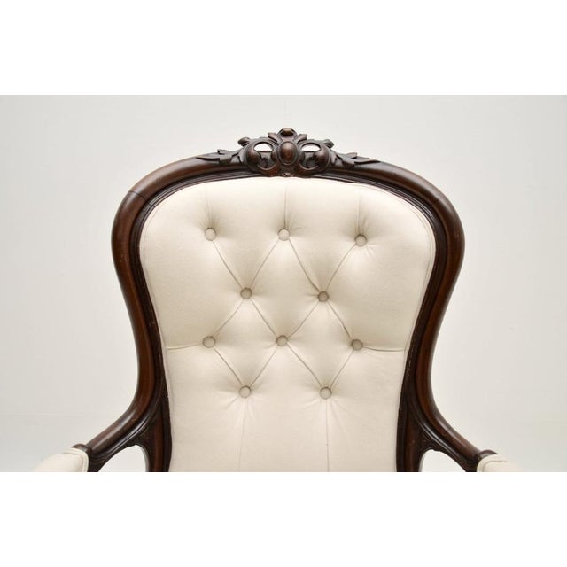 Wood Antique Victorian Spoon Back Armchair, 1860s For Sale - Image 7 of 13