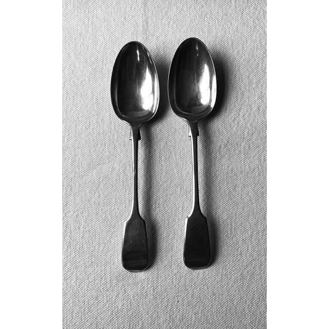 Metal Late 19th Century Atkin Brothers | Silver-Plate Fiddle Pattern Large Pudding Spoons - 2pcs For Sale - Image 7 of 13