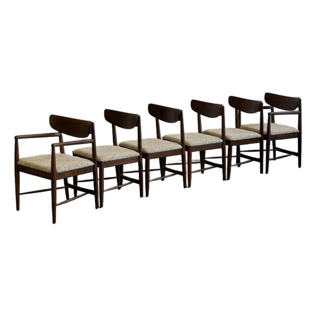 1950s Sculptural Walnut Dining Chairs - Set of Six For Sale