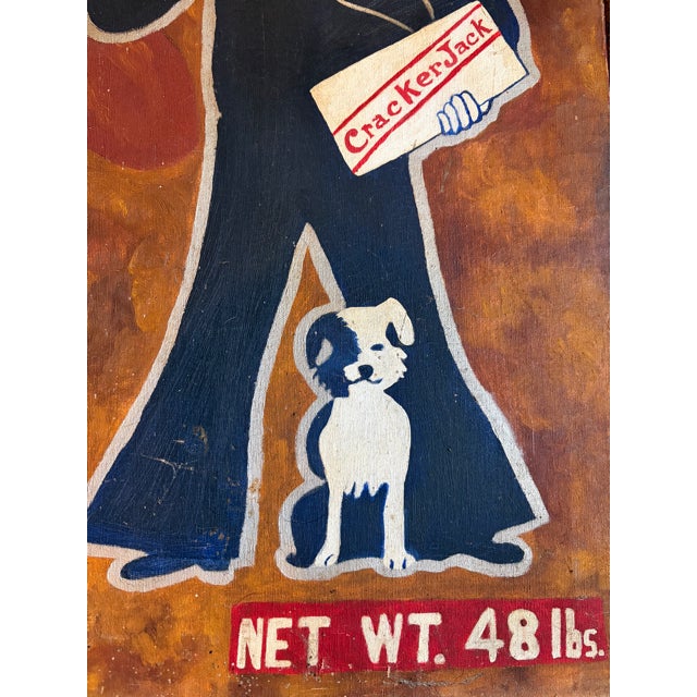 Original 1970's Hand-Painted Cracker Jack Advertising Canvas on Keyed Professional Stretchers 24" X 48" For Sale - Image 4 of 7