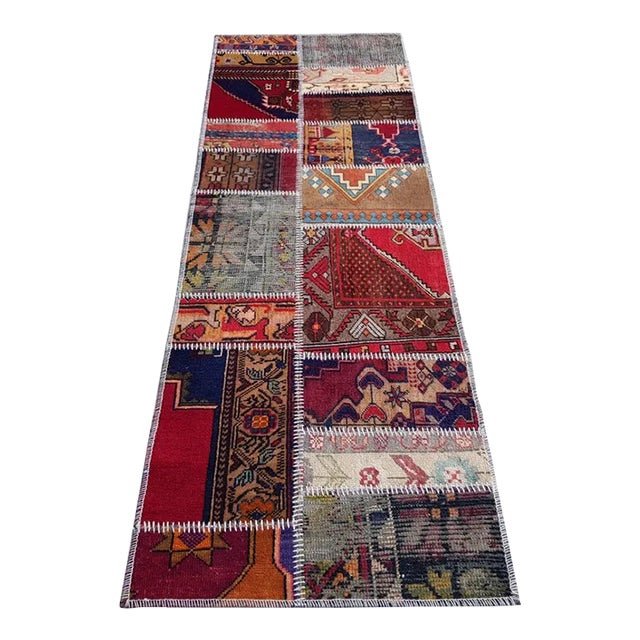 Mid 20th Century Red Oushak Anatolian Floral Runner For Sale