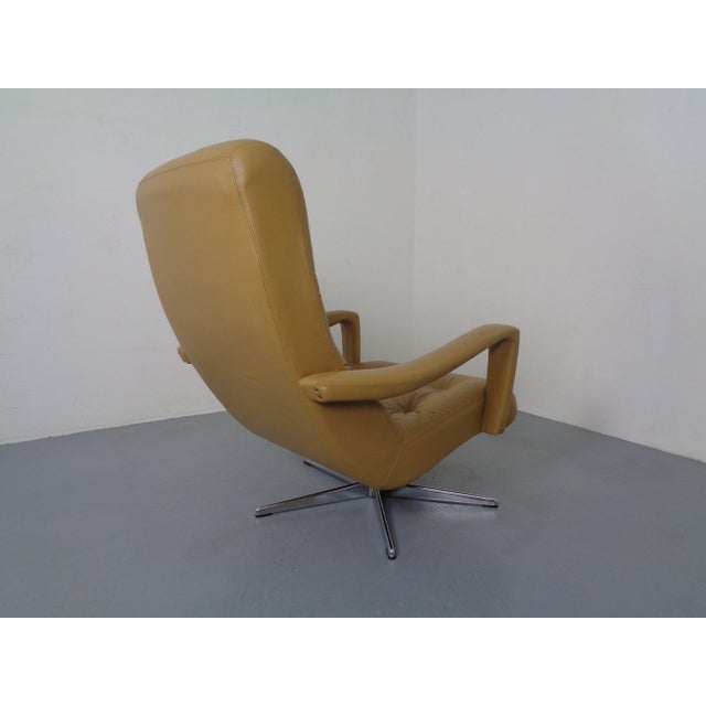 Set of Leather Swivel Easy Chair and Ottoman, Switzerland, 1960s For Sale - Image 14 of 18