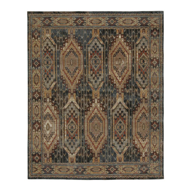 Blue 2010s Rug & Kilim’s Tribal Style Rug in Blue, Brown, Red & Gold Geometric Pattern For Sale - Image 8 of 8