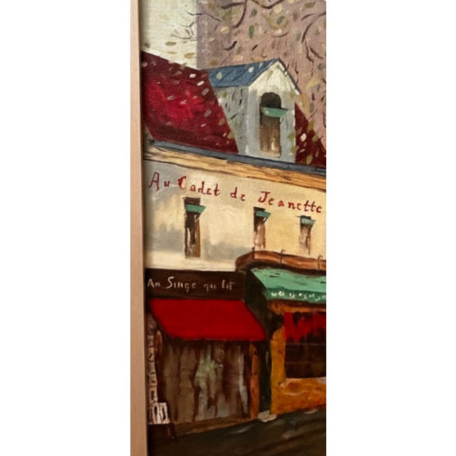Late 20th Century Architectural Street Scene in France Acrylic on Canvas Signed Lois Barke For Sale - Image 4 of 6