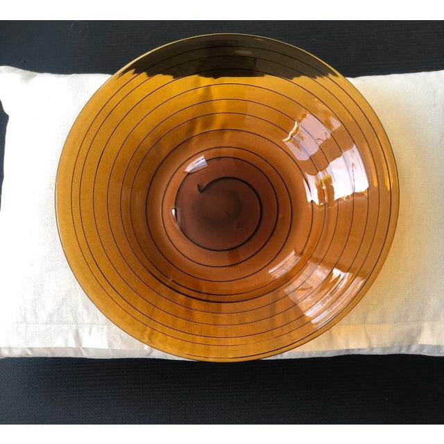 Vintage Hand Blown Italian Amber Console “Swirl” Bowl, Circa 1980s ...
