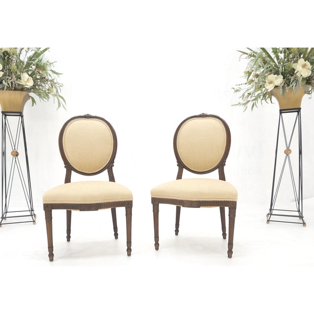 Pair of Finely Carved Walnut Cameo Back Louis XVi Side Fire Chairs New Upholster For Sale - Image 17 of 17