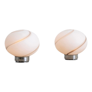 Vetri Murano "Swirl" Globe Table Lamp, a Pair