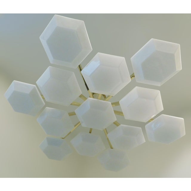 Italian 21st Century Large Murano Hexagonal Glass Flush Mount by Fabio LTD For Sale - Image 3 of 7