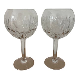 1990s Waterford Crystal Millennium: Love Balloon Wine Glasses- Set of 2 For Sale